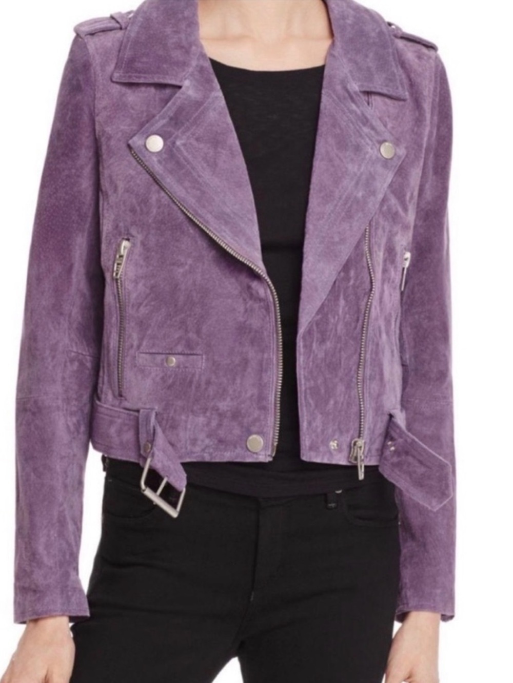 Blank NYC Suede Moto Jacket, XS, Purple